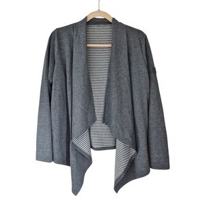 Mckinley Open Front Waterfall Cadigan Gray With Striped Lining